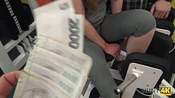 Wow! Magnificent Chick Sells TRIMMED VAGINA for Cash in Gym!