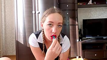 i love her pov blowjob with lollipop