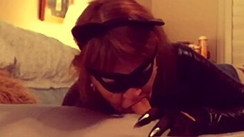 Catgranny intensely blows batman in hardcore deepthroat action, her fat granny body in costume