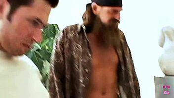 Blonde in Stockings Serves as Slave to Two Guys with Toys and Penetration