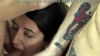 Slut Licks Balls In MMF Party Cumshot