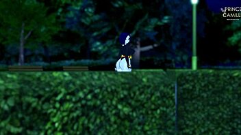 Raven gives joi with big thighs in forest, ending with facial