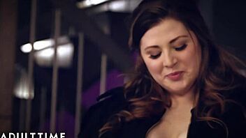 Beautiful BBW Estella Bathory in sexy lingerie and heels, enjoys hot sex with a man