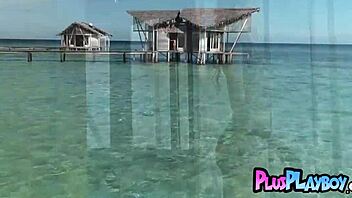 Gorgeous blonde milf Olivia Preston poses naked by the sea with stunning body