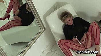 Adulterous English Mature Lady Sonia Displays Her Massive Knockers.