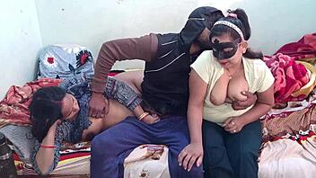 Young Sasur Enjoys Threesome Fucking with Both Bahus in Wild Action.