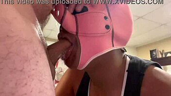 Black slave in mask gets facefucked and drools