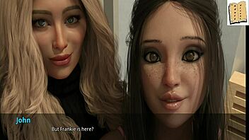 brunette girlfriend discovers johns secret game with blonde milf friend in 3d anime porn