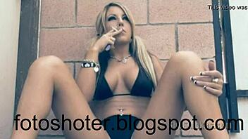 Holly, the sexy slut, enjoys smoking seductively