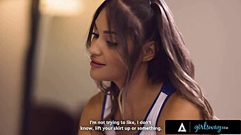 i massage my cheerleader teammate after practice and we end up licking each other's pussy