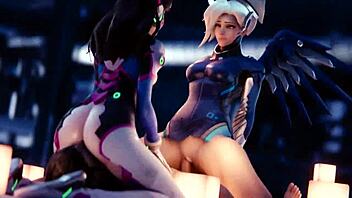 overwatch mercy gets handjob in hentai music video