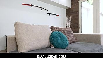 Cute teen stepsis Sarah Lace gets big tits and ass fucked by stepbro.