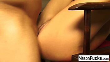 Mason lets her boyfriend video tape their pov fucking in the kitchen