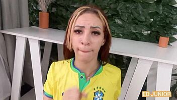 Dutch Fan Fucks Brazilian Fan's Ass Without Condom Complete On Red Sheer