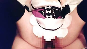 Amateur creampie action in knee high stockings and maid cosplay