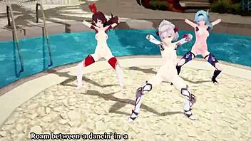 3D animated porn with Kuki Shinobu, Mei, and Nilou