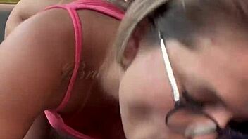 Blonde in sheer costume gives deep throat blowjob in Uber traffic.