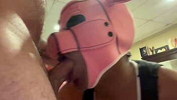 Black slave in mask gets facefucked and drools