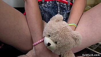 Busty Trimmed Blonde Bound and Gangbanged in Wild Anal Orgy