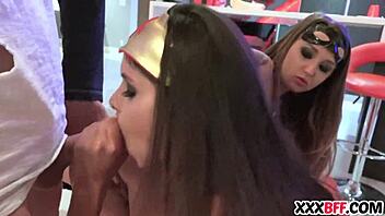 OMG, best friends hooking up at Halloween party with monster cocks! 🎃