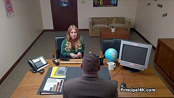 Hey, soccer mom stripper drilled by principal’s huge shaft in office