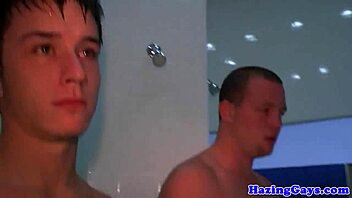Gay dorm bathroom orgy with anal sex