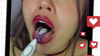 This slut plays deepthroat and anal, spitting in a nasty compilation