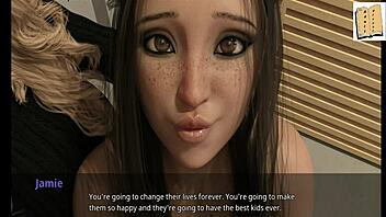 brunette girlfriend discovers johns secret game with blonde milf friend in 3d anime porn