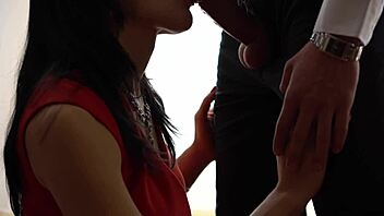 hot wife feels deep emotion as she deepthroats friend's big cock and swallows his cum