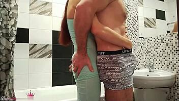 babe dances then fucks sensually in bathroom after club