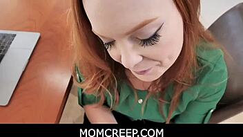 Redhead stepmom craves taboo blowjob and fucking