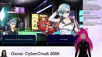 vtuber lewdneko starts playing cybercrush 2069 part 1 with big tits focus