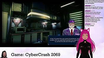 vtuber lewdneko starts playing cybercrush 2069 part 1 with big tits focus
