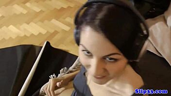 Young Eurobabe Debutante Strips and Sucks Old Man’s Cock