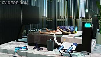 Yuuka-san rides cowgirl style, squirting creampie on big tits in 3D anime hentai