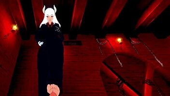 Lucifer and Modeus engage in intense sex in Helltaker POV hentai with creampie.