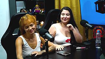 flora vip got so comfy in the podcast, she flashed her tits and ruan showed his dick
