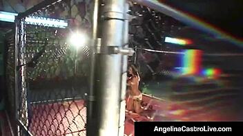 bbw angelina castro chats with nat turnher in a fight cage
