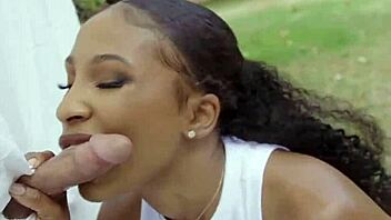 Troublemaker boy spies on black stepsister Olivia Jay during yoga.