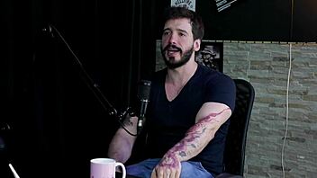 Arthur Aily battles fear in gay porn with sheer red lingerie