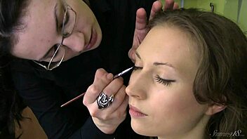 Teen Annett A strips nude for erotic backstage photo shoot