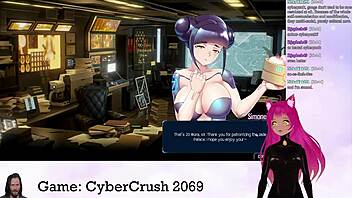 vtuber lewdneko starts playing cybercrush 2069 part 1 with big tits focus
