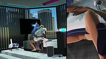 Yuuka-san rides cowgirl style, squirting creampie on big tits in 3D anime hentai