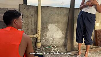 builder fucks boss's blonde wife ann on outdoor deck while angel cruz watches