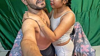 Brunette babe gets deep penetration in homemade porn with Hanif and Adori