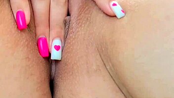 young 18+ brunette fingers hairless pussy to luxury orgasm