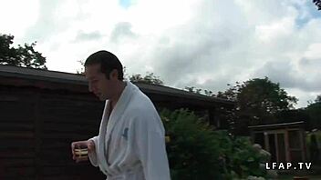 Cindy gets slammed hard in the garden outdoors.