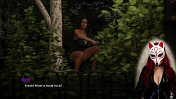 kate 15 in a rough outdoor cartoon game with upskirt