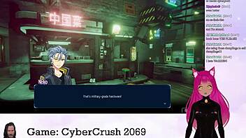 vtuber lewdneko starts playing cybercrush 2069 part 1 with big tits focus