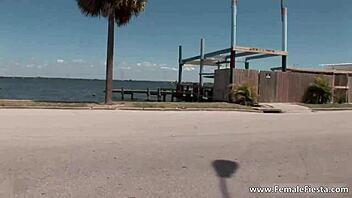 look at this hot redhead in bikini touching herself